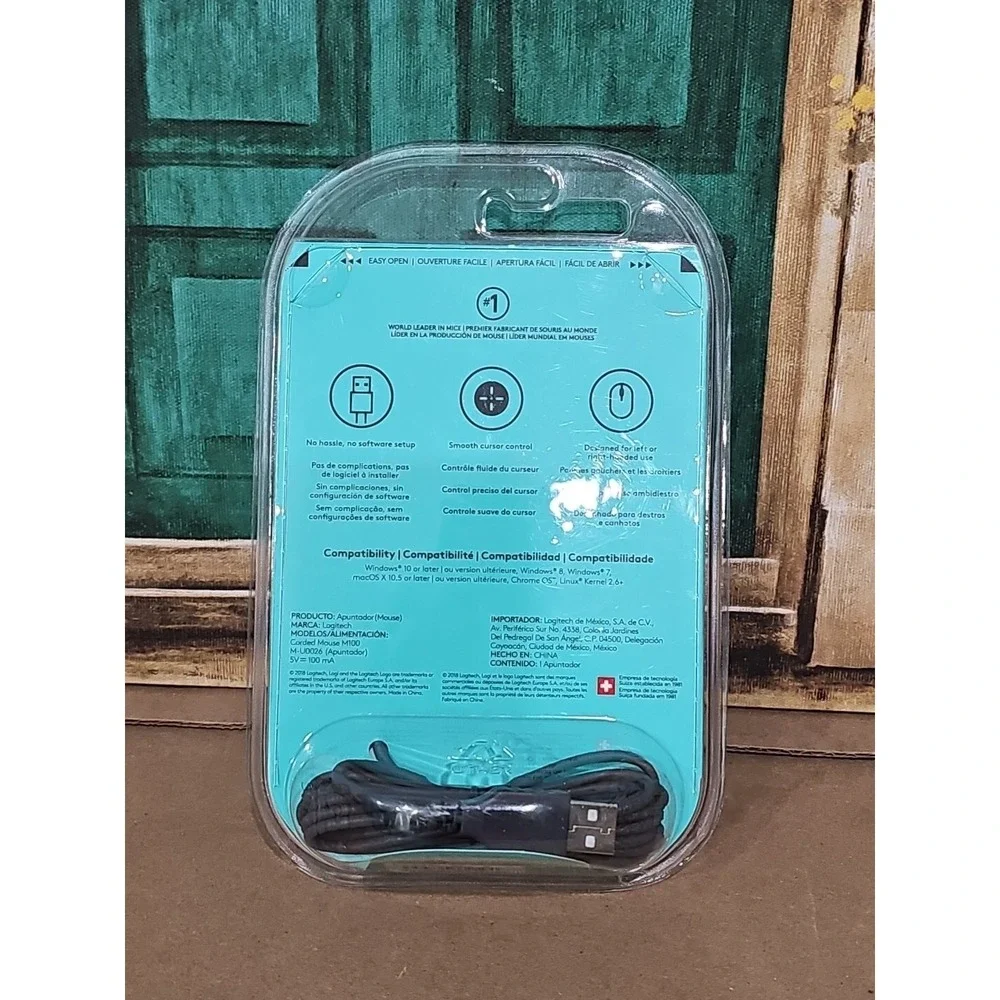 Logitech‎ M100 Wired 3 button Optical Mouse Scroll USB Grey - Sealed